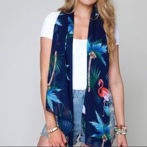 Private Label Blue Flamingo Palm Scarf